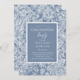 Invitación Duste Blue Line Art Wildflowers Floral