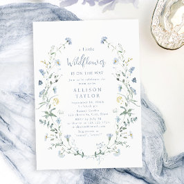 Invitación Duste Blue Little Wildflower Boho Baby Shower