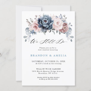 Invitación Duste Blue Mauve Rosa Pink Slate Flora Todavía lo 