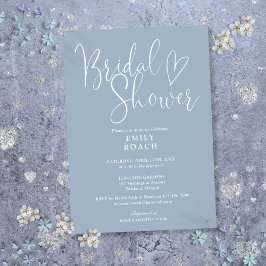 Invitación Duste Blue Modern Elegant Script Bridal Shower