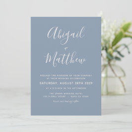 Invitación Duste Blue Modern Minimalista elegante Wedding