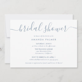 Invitación Duste Blue Modern Script Bridal Shower