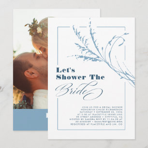 Invitación Duste Blue Pampas Grass Boho Bridal Shower Foto
