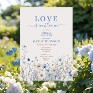 Invitación Duste Blue Pastel Wildflower Bridal Shower