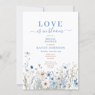 Invitación Duste Blue Pastel Wildflower Bridal Shower