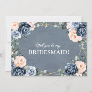 Invitación Duste Blue Peach Rubor Serás Mi Novia