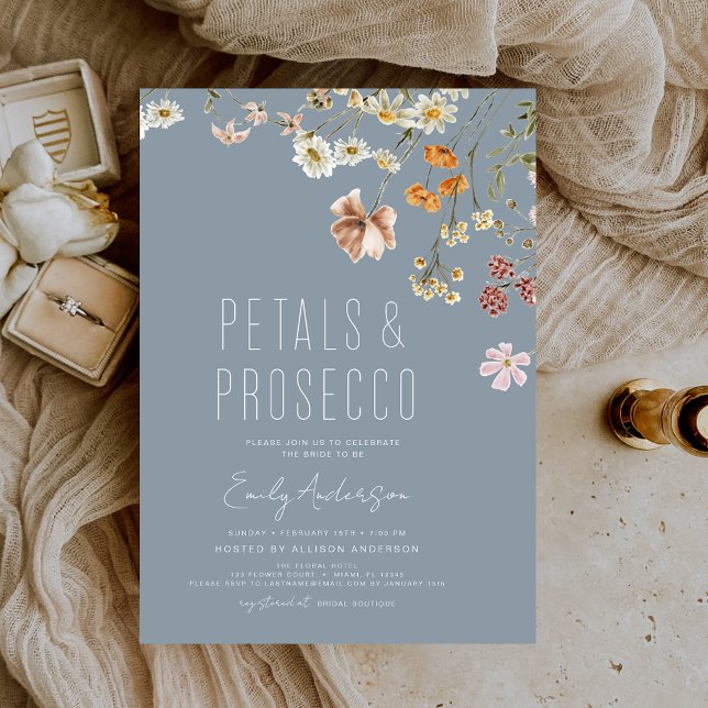 Invitación Duste Blue Petals y Prosecco Bridal Shower (Subido por el creador)