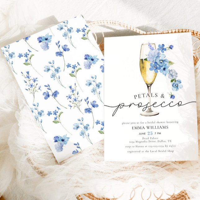 Invitación Duste Blue Petals y Prosecco Bridal Shower (Subido por el creador)