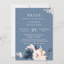  Duste Blue Pink Floral Bridal Shower Flayer
