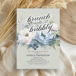 Invitación Duste Blue Sage Green Bridal Brunch Bubbly