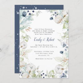 Invitación Duste Blue Sage Green Flakes Boda