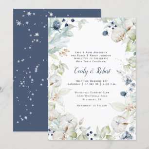 Invitación Duste Blue Sage Green Flakes Boda