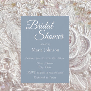 Invitación Duste Blue Simple Style Bridal Shower