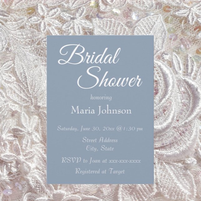 Invitación Duste Blue Simple Style Bridal Shower (In Situ Wedding)
