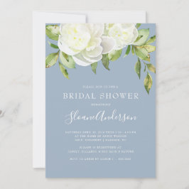 Invitación Duste Blue Spring Floral Peony Shower
