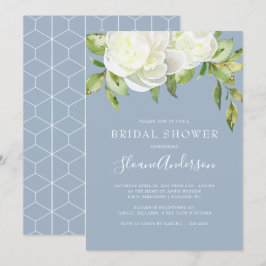 Invitación Duste Blue Spring Floral Peony Shower