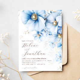 Invitación Duste Blue Terracotta Floral Elegante Boda