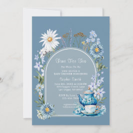 Invitación Duste Blue Time Para El Tea Baby Shower