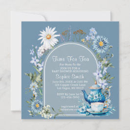 Invitación Duste Blue Time para Tea Wildflower Baby Shower