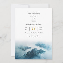 Invitación Duste Blue Tropical Island Beach Wedding