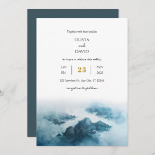 Invitación Duste Blue Tropical Island Beach Wedding