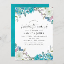 Invitación Duste Blue & Turquoise Floral Bachelorette Weekend