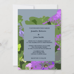 Invitación Duste Blue Violet Floral Resumen Elegante Boda