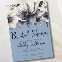 Invitación Duste Blue Watercolor Floral Bridal Shower