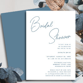 Invitación Duste Blue Whimsical Script Moda Bridal Shower