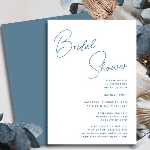 Invitación Duste Blue Whimsical Script Moda Bridal Shower