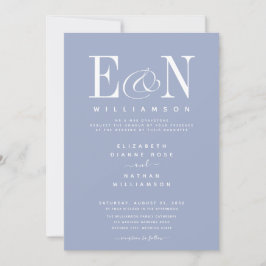Invitación Duste Blue & White Elegant Wedding