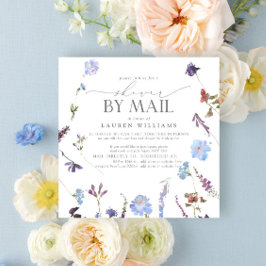 Invitación Duste Blue Wildflower Bridal Shower Por Correo