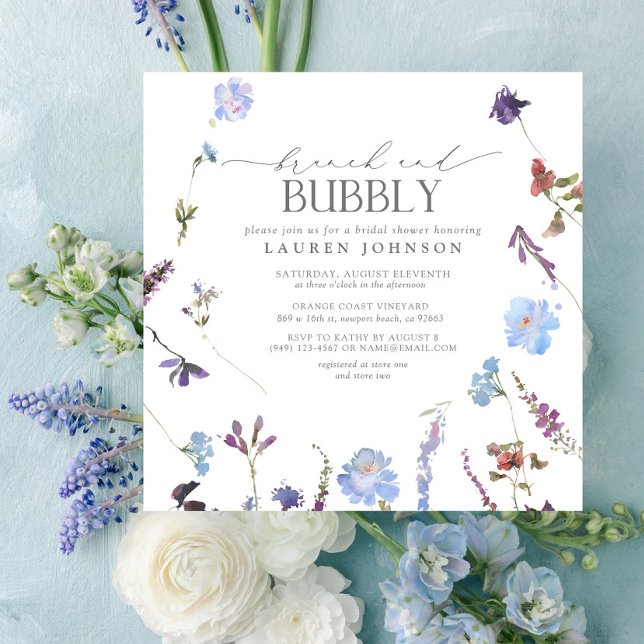 Invitación Duste Blue Wildflower Brunch & Bubbly Shower (Subido por el creador)