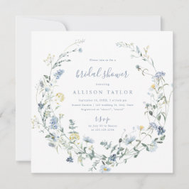 Invitación Duste Blue Wildflower Rustic Boho Bridal Shower