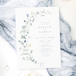 Invitación Duste Blue Wildflower Rustic Boho Bridal Shower