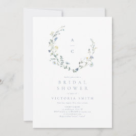 Invitación Duste Blue Wildflower Rustic Boho Bridal Shower