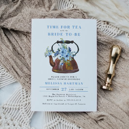 Invitación Duste Blue Wildflower Tea Fiesta Bridal Shower