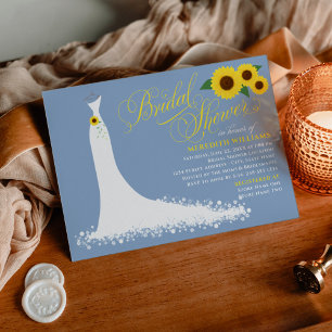 Invitación Duste Boda de girasol azul con ducha de novia