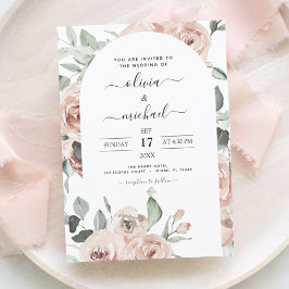 Invitación Duste Boda floral verde de salvia rosada