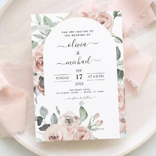 Invitación Duste Boda floral verde de salvia rosada