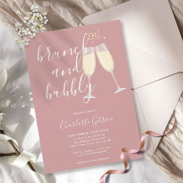 Invitación Duste Brunch Rosa Y Ducha Bridal Bubbly