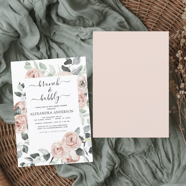 Invitación Duste Brunch rosa y ducha de novia burbujeante (Subido por el creador)