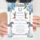 Invitación Duste Caballo Azul Charra Mis XV Anos Cumpleaños<br><div class="desc">Dusty Blue Horse Charra Mis XV Anos Invitación de cumpleaños</div>