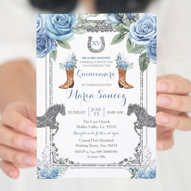 Invitación Duste Caballo Azul Charra Mis XV Anos Cumpleaños (Subido por el creador)
