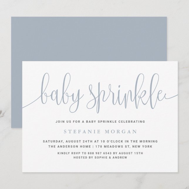 Invitación Duste caligrafía de Bonito azul (Anverso / Reverso)