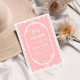 Invitación Duste Chica mexicano rosado ducha de bebé papel pi