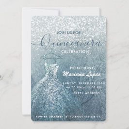 Invitación Duste cielo de invierno de nieve azul Quinceañera