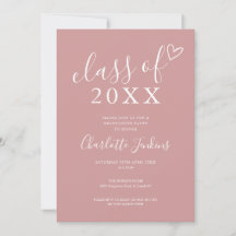 Duste clase de Rosa de Script Heart Graduation Par
