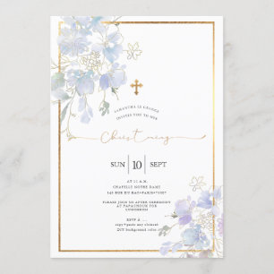 Invitación Duste color azul dulce margaritas