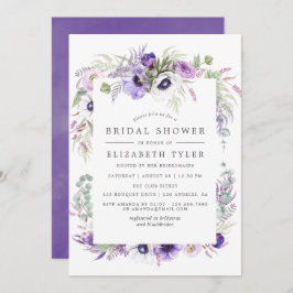 Invitación Duste color de agua violeta floral ducha de novia